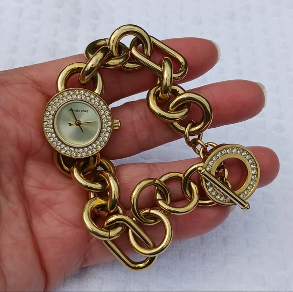 Michael Kors Watch Gold Chain Link Crystal Face MK Bling Watch Michael Kors Women main image 2